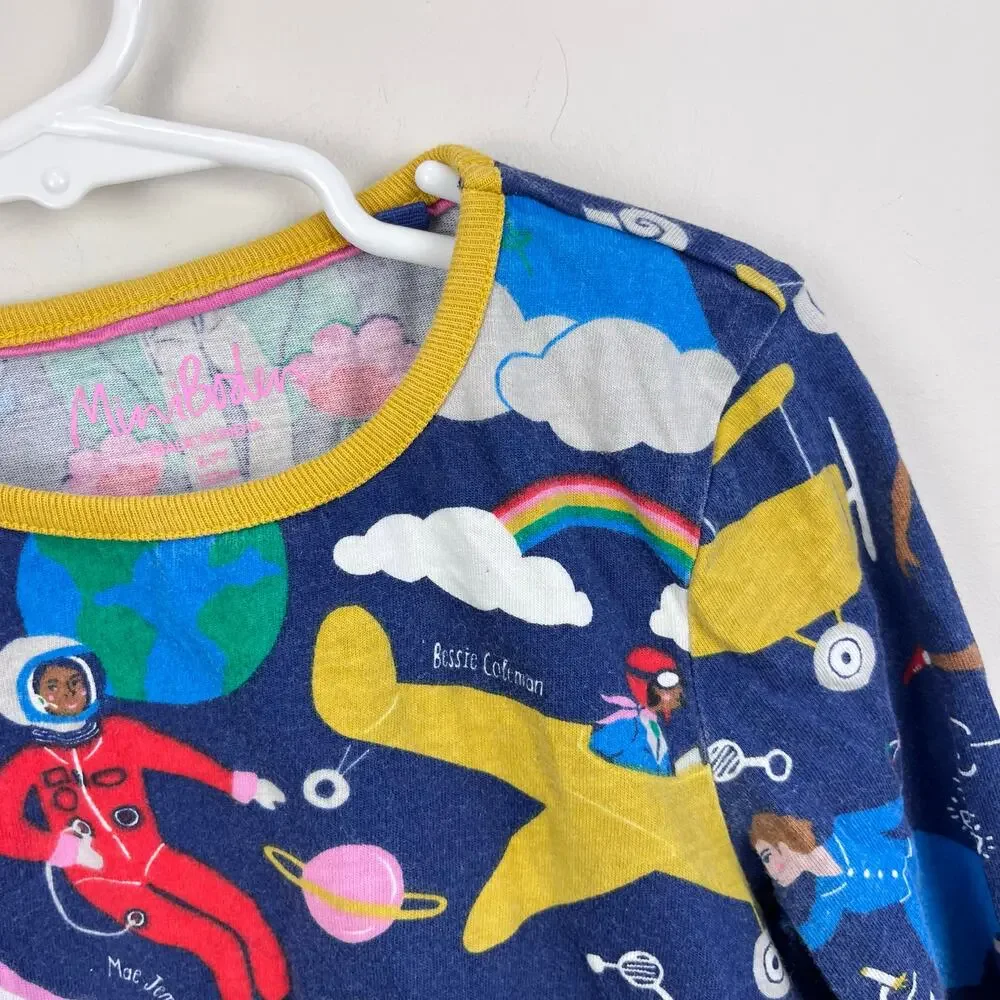 Mini Boden Educational Jersey Pocket Tunic Starboard Blue When I Grow Up 6-7